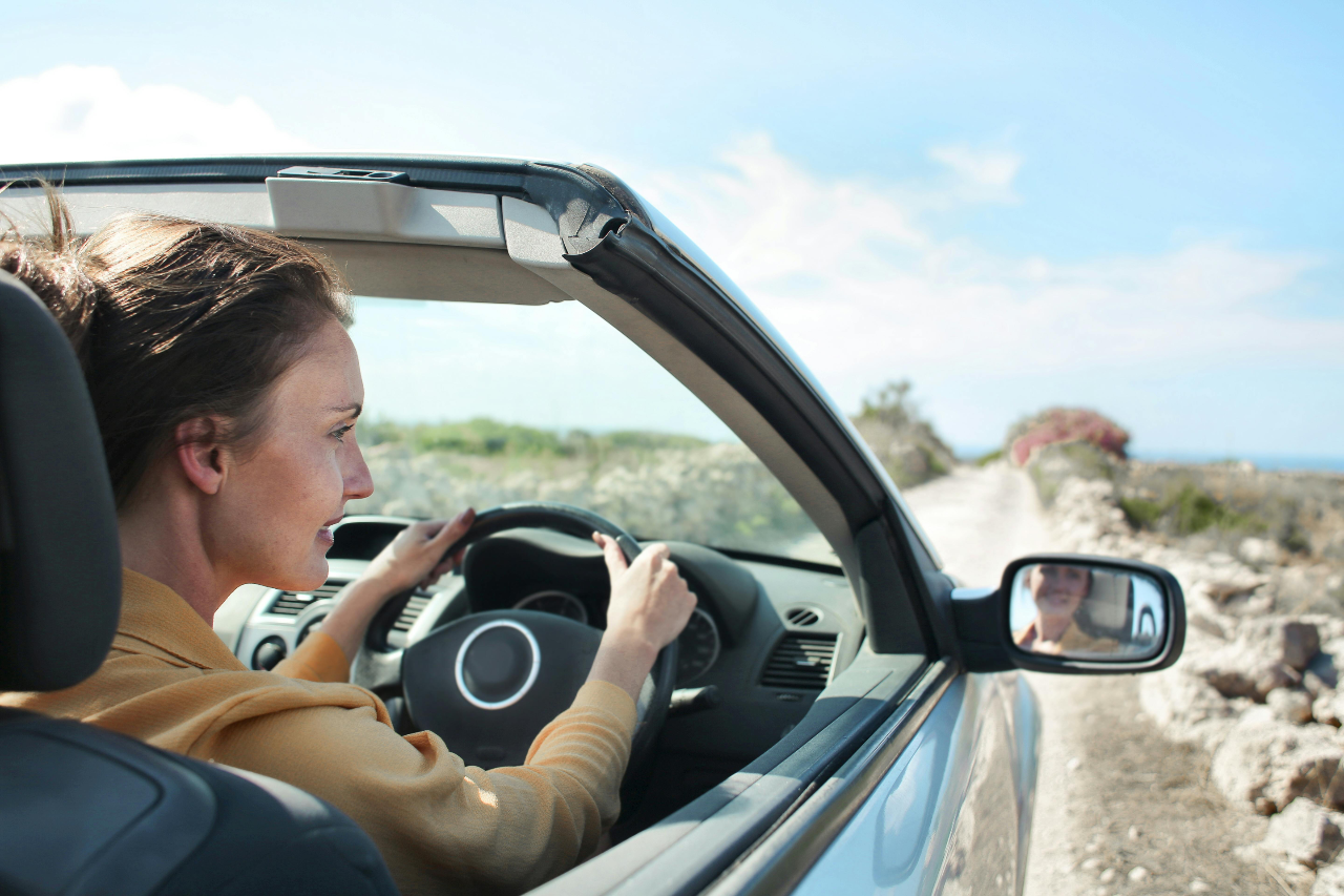Driver scanning the road ahead for hazards